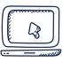 Ícono de línea simple de un monitor de computadora con un cursor de flecha en la pantalla.